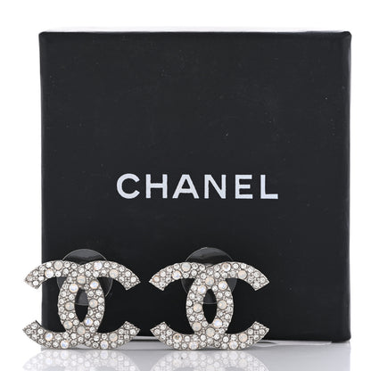 Chanel Crystal Large CC Earrings Silver 5 of 5