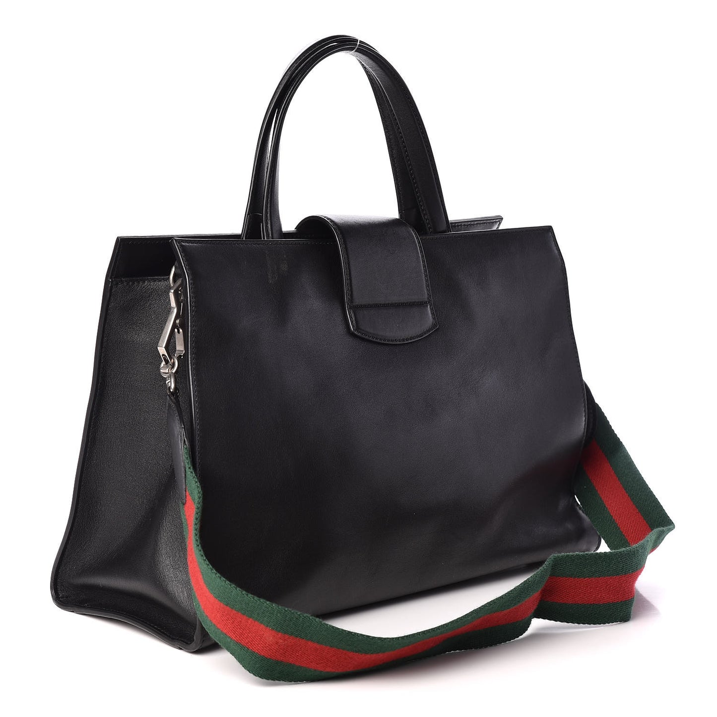 Calfskin Web Stripe Large Dionysus Tote Bag Black