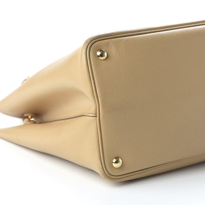 Prada Saffiano Cuir Medium Double Bag Noisette Papaya 6 of 13