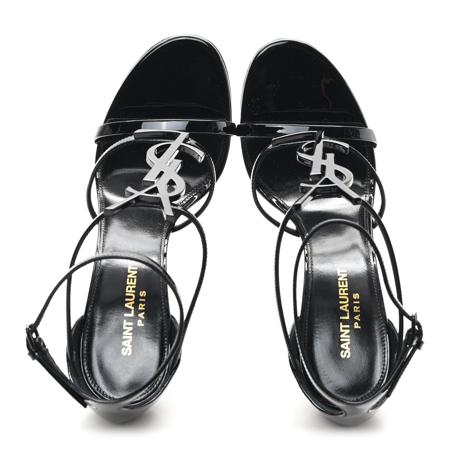 Saint Laurent Patent Cassandra 100 Sandals 38.5 Black 2 of 10