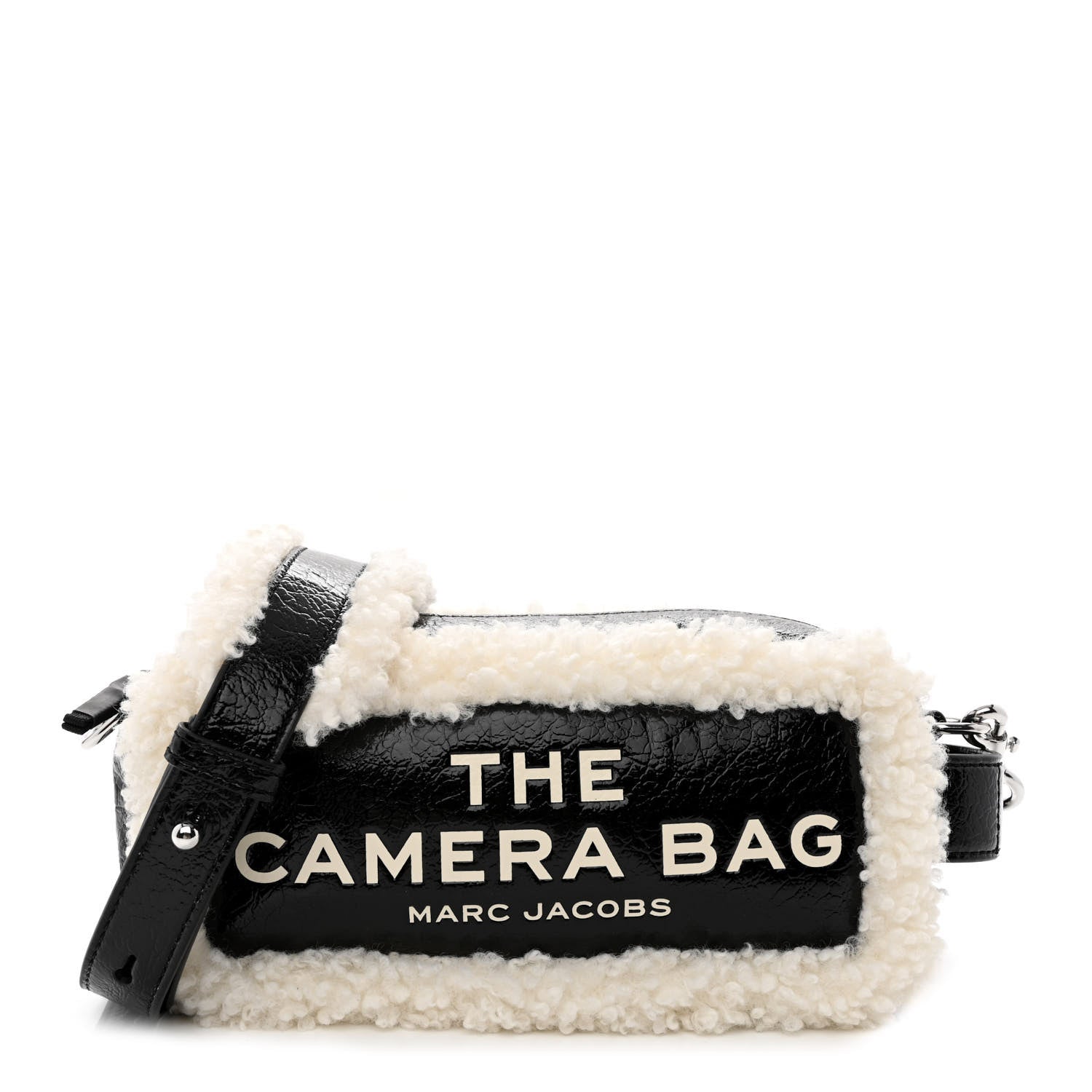 Marc Jacobs Shiny Calfskin Faux Shearling The Camera Bag Black 1 of 11