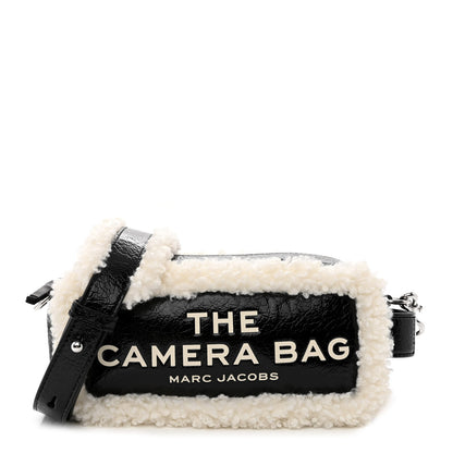 Marc Jacobs Shiny Calfskin Faux Shearling The Camera Bag Black 1 of 11