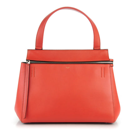 Celine Drummed Calfskin Medium Edge Shoulder Bag Vermillion 1 of 8