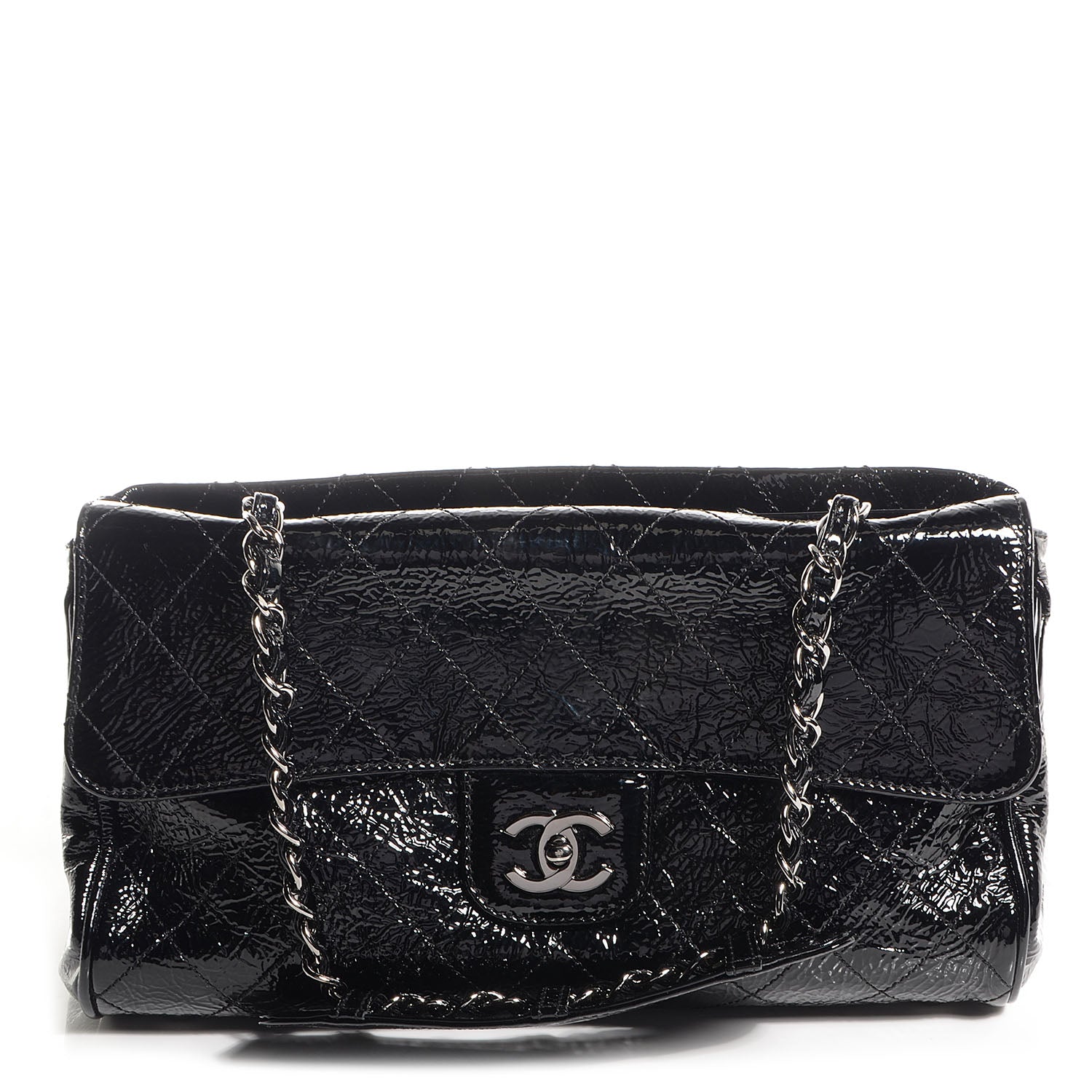 Chanel Patent Quilted Ritz Flap Bag Black 1 of 9
