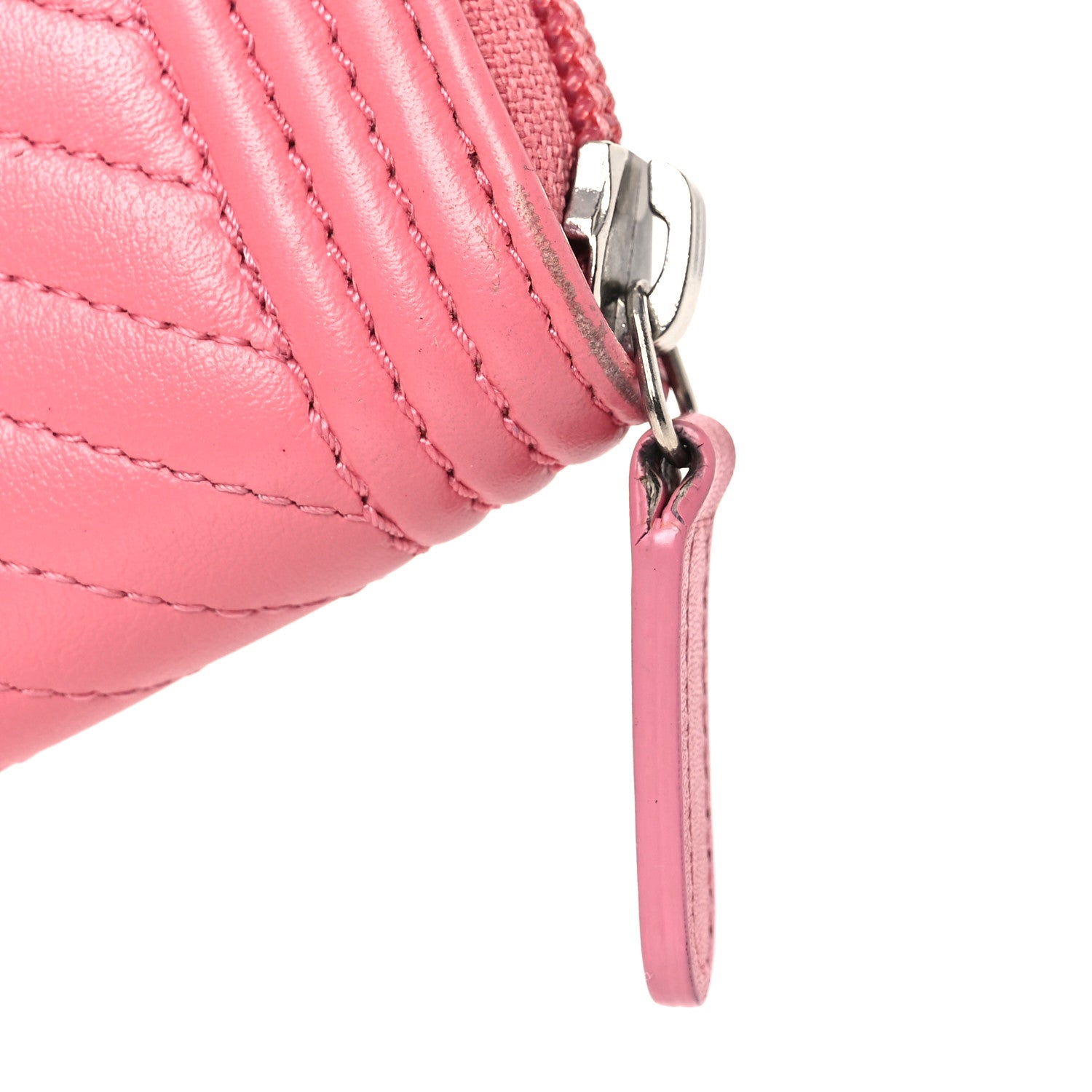 Chanel Calfskin Chevron Quilted Zip Around Boy Coin Purse Wallet Pink 11 of 16