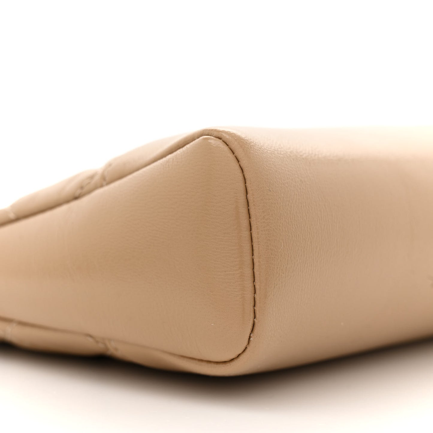 Shiny Crumpled Calfskin Quilted Mini 31 Shopping Bag Dark Beige