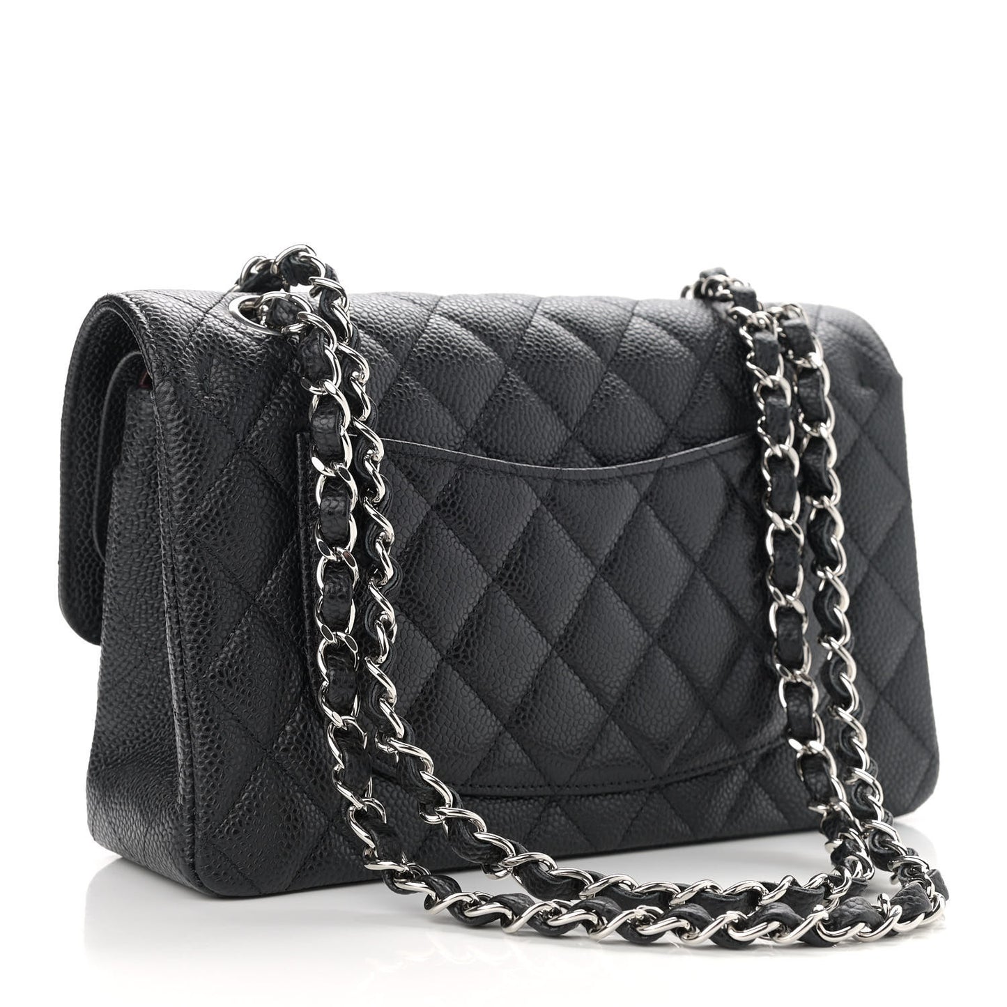 Caviar Quilted Small Double Flap Black