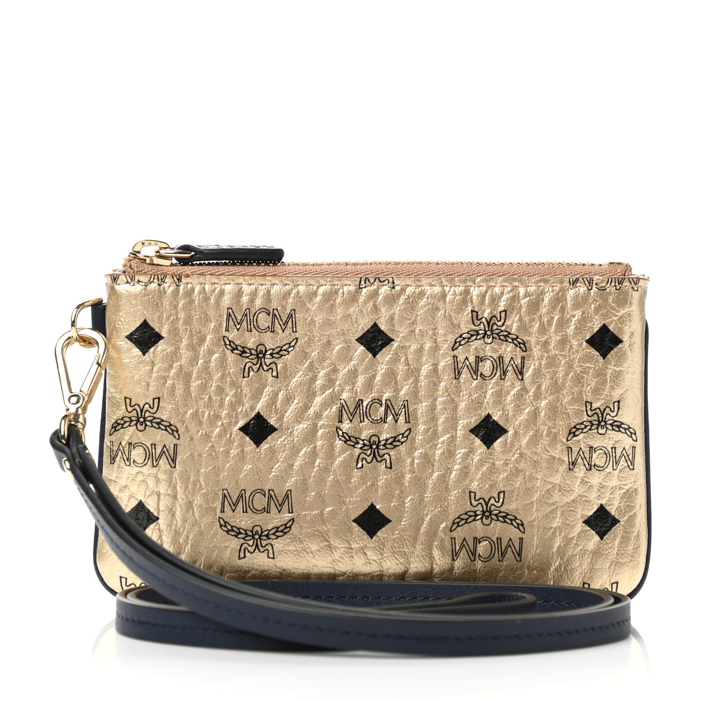 Metallic Visetos Zip Pouch Gold
