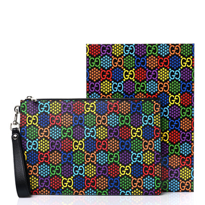 Gucci GG Supreme Monogram Psychedelic Zip Wristlet Pouch Black Multicolor 9 of 9