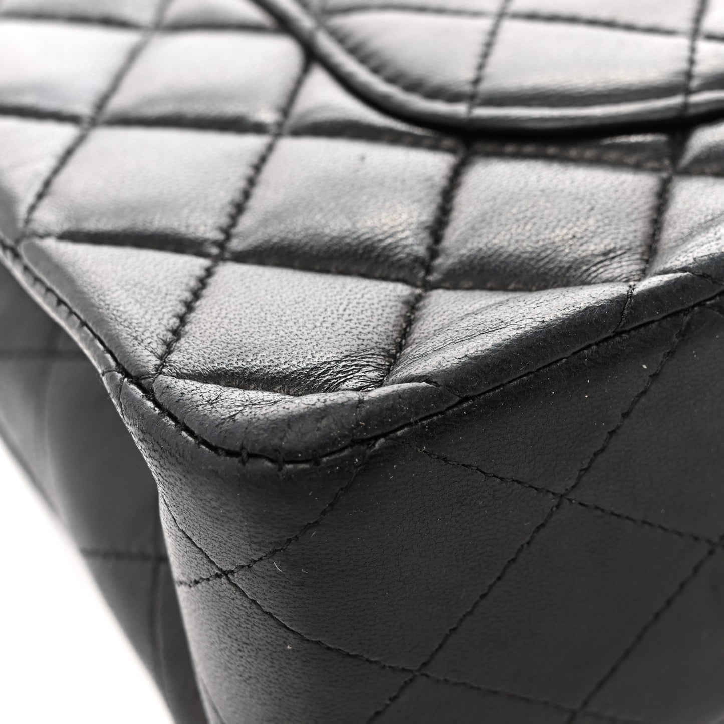 Lambskin Quilted Medium Double Flap Black