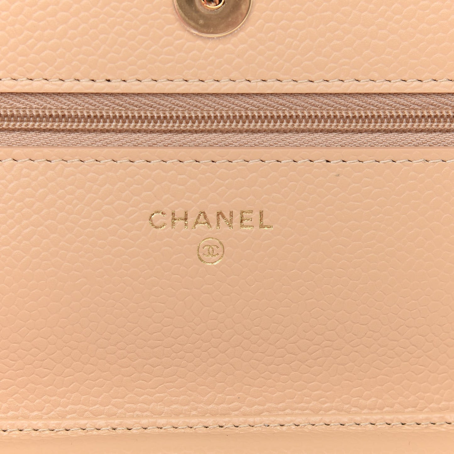 Caviar Quilted Wallet On Chain WOC Beige