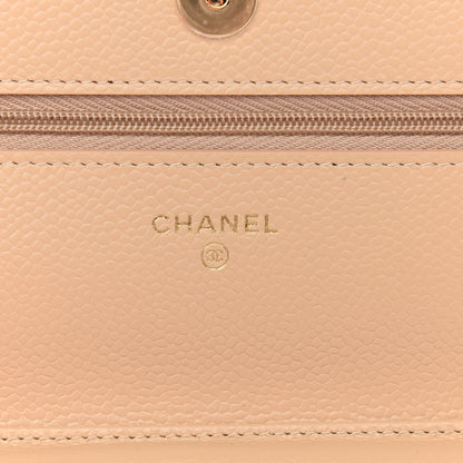 Chanel Caviar Quilted Wallet On Chain WOC Beige 8 of 10