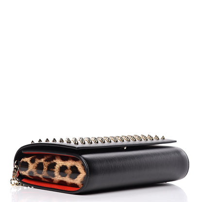 Christian Louboutin Calfskin Patent Leopard Spikes Paloma Clutch Black 4 of 11