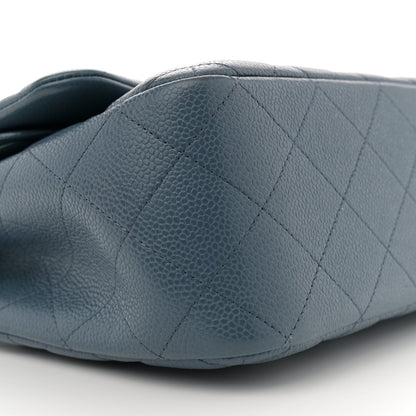 Chanel Caviar Quilted Jumbo Double Flap Blue 9 of 10