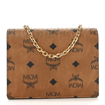 MCM Visetos Original Mini Chain Wallet Cognac 1 of 9