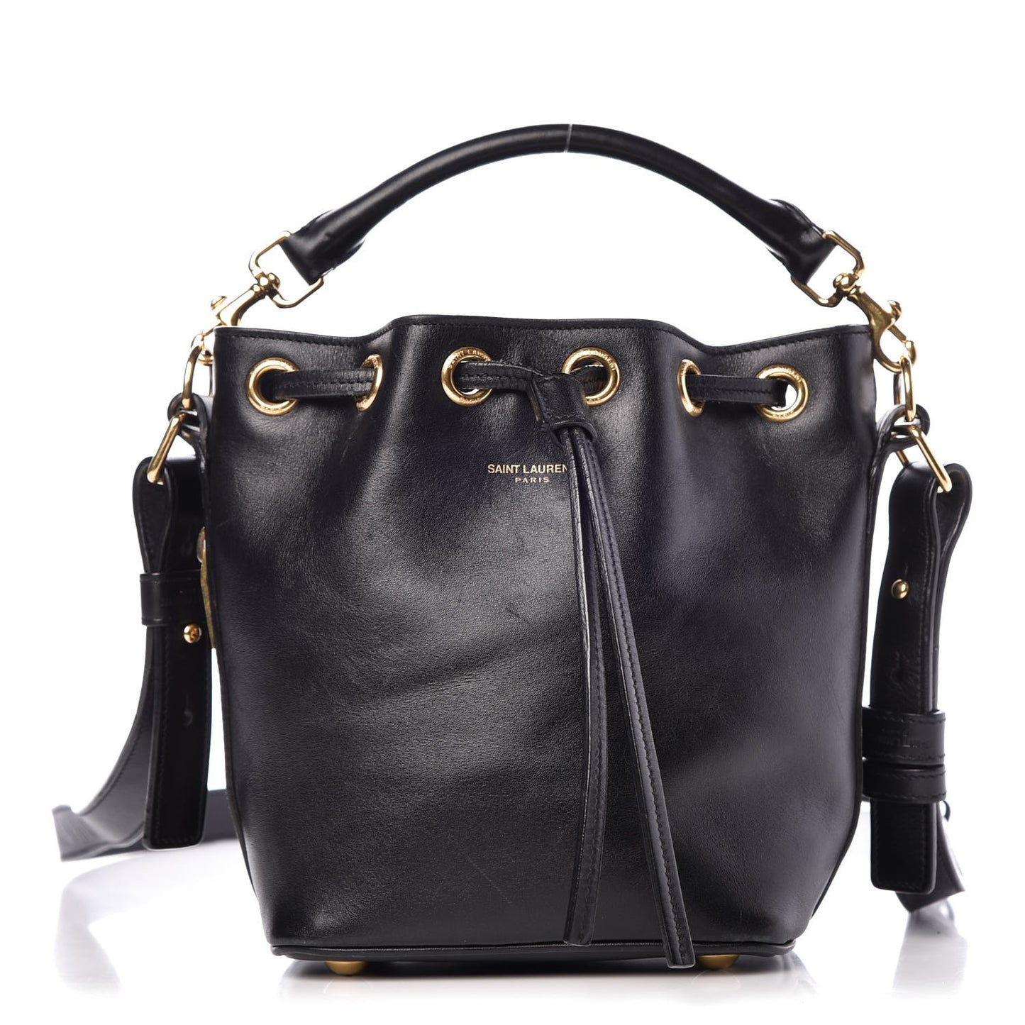 Calfskin Small Emmanuelle Bucket Bag Black