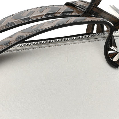 Fendi Vitello Dolce Bi-Color FF 1974 Embossed Medium By The Way Boston Bag White Ice Maya Black 16 of 16