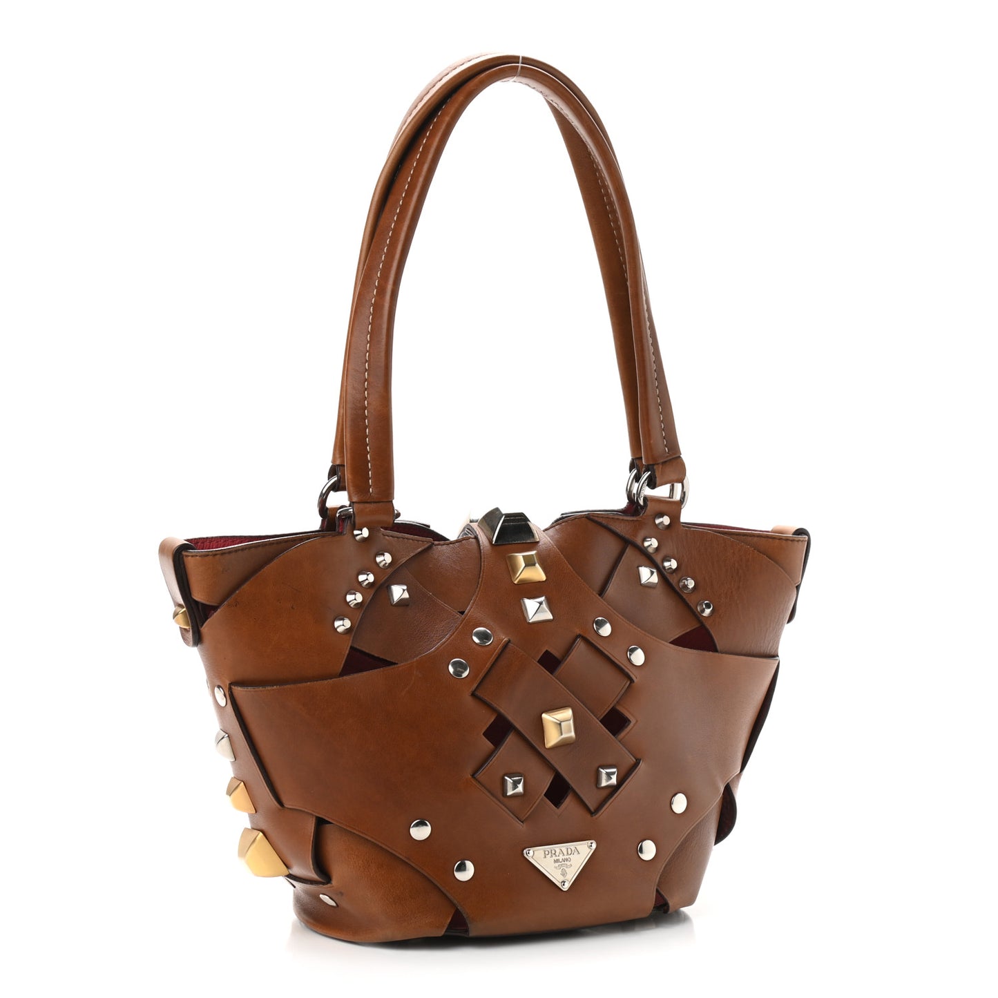 Vitello Studded Cross Shoulder Bag Nocciolo