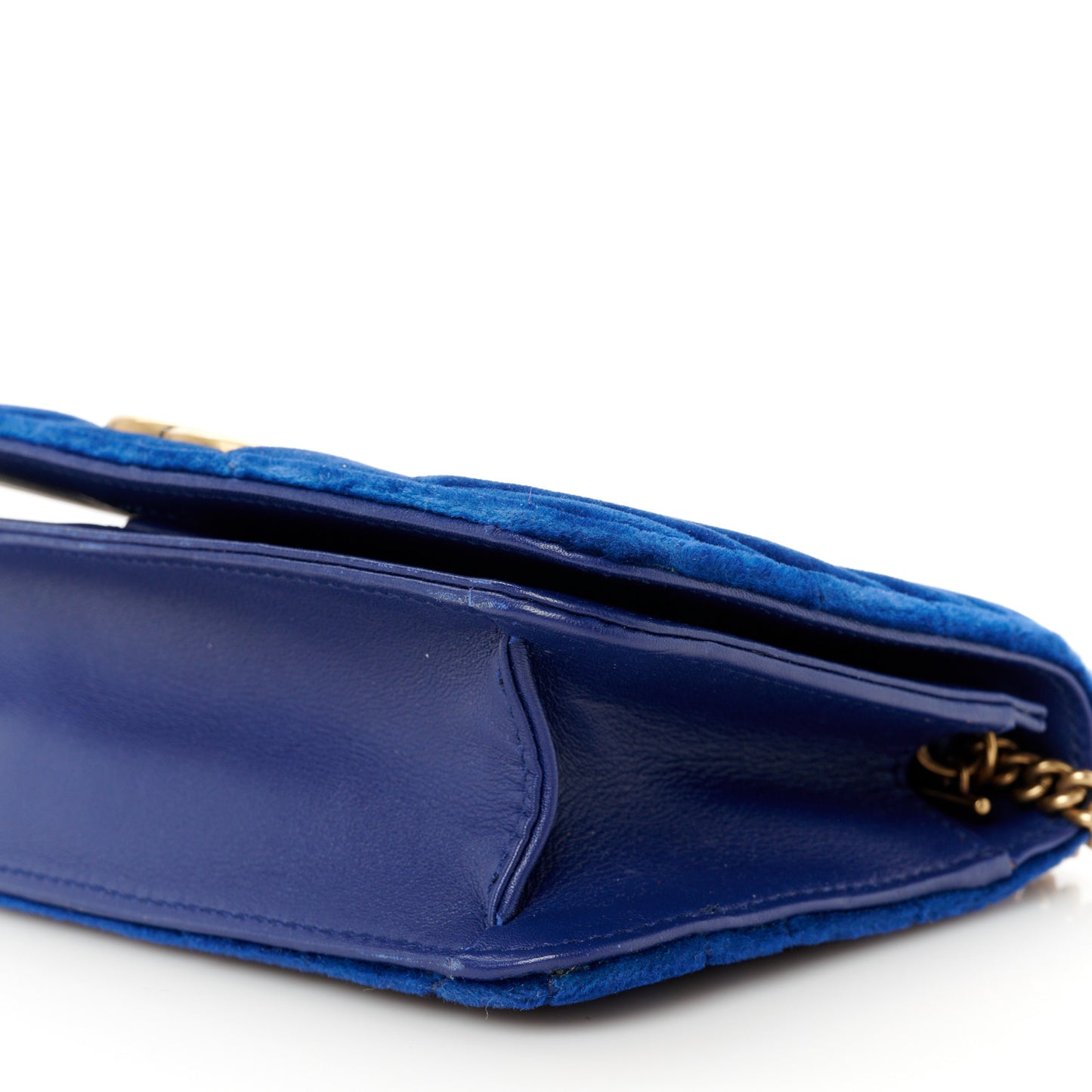 Velvet Matelasse GG Marmont Mini Bag Cobalt Blue
