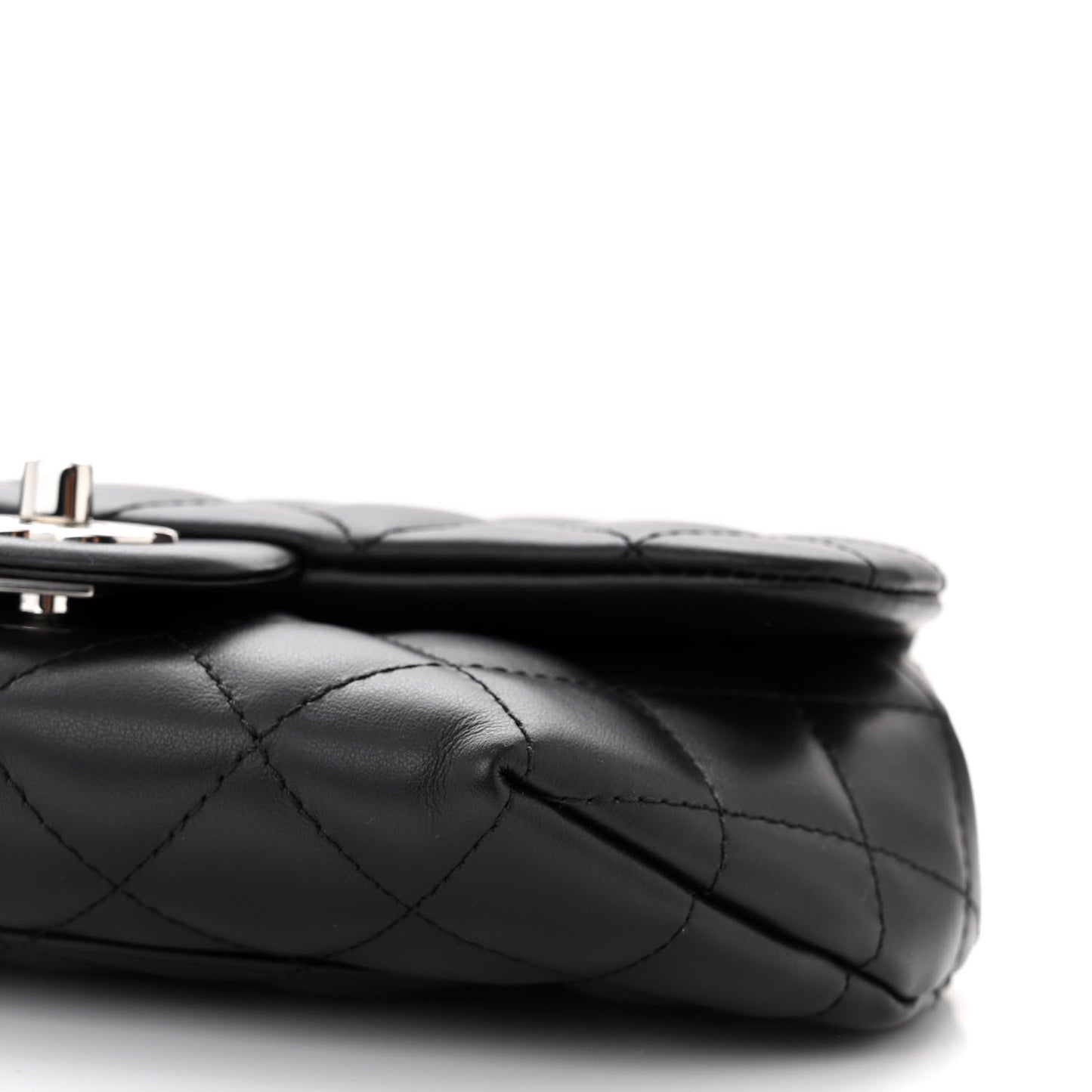 Calfskin Quilted CC Uniform Flap Belt Bag Black