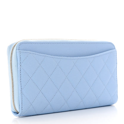 Chanel Caviar Quilted Large Gusset Zip Around Wallet Light Blue 3 of 8