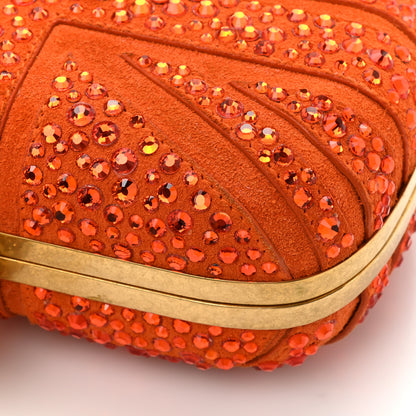 Alexander McQueen Suede Crystal Britannia Skull Box Clutch Orange 11 of 14