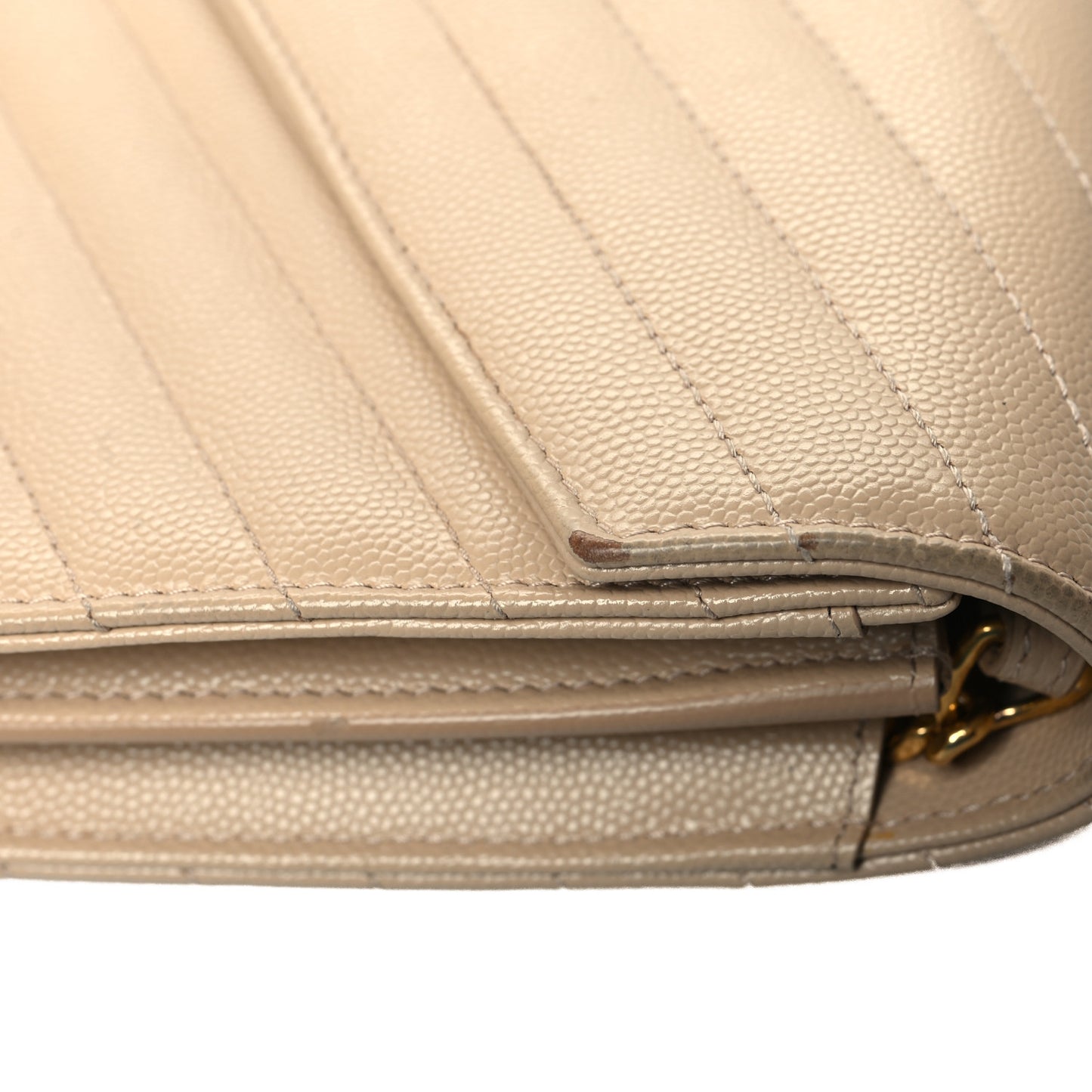 Grain De Poudre Matelasse Chevron Cassandre Chain Wallet Deep Beige