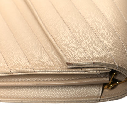 Saint Laurent Grain De Poudre Matelasse Chevron Cassandre Chain Wallet Deep Beige 10 of 10
