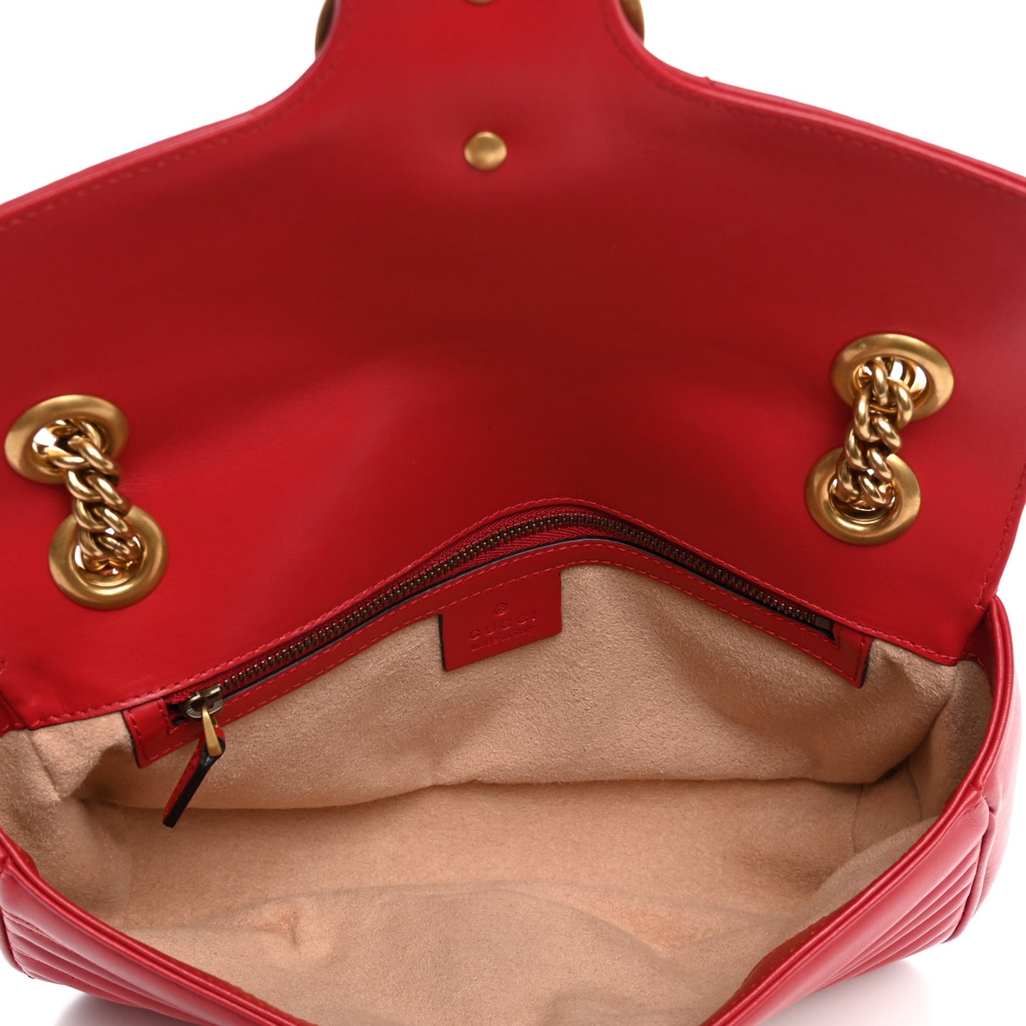 Calfskin Matelasse Small GG Marmont Shoulder Bag Hibiscus Red