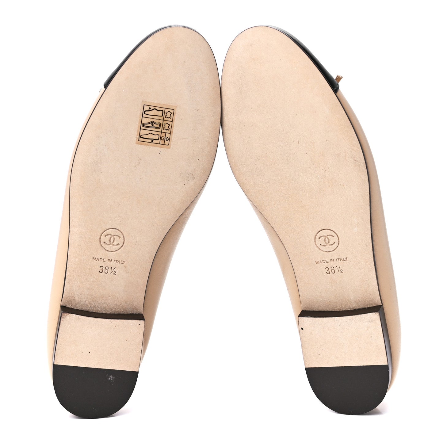 Lambskin Cap Toe CC Ballerina Flats 36.5 Beige Black