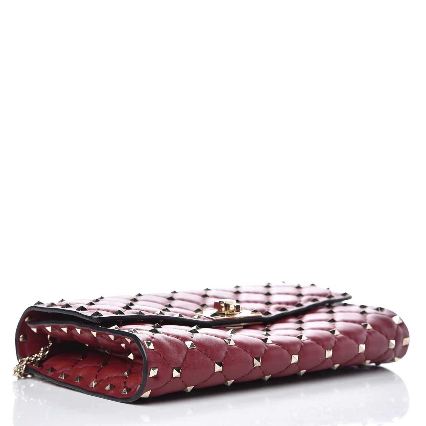 Nappa Rockstud Spike Wallet on Chain Rubino
