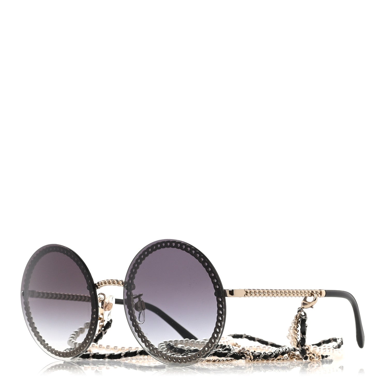 Chanel Round Chain Sunglasses 4245 Gold 1 of 6