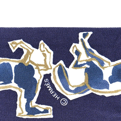 Hermes Silk Chevaux En Liberte Twilly Marine Indigo Blanc 4 of 5