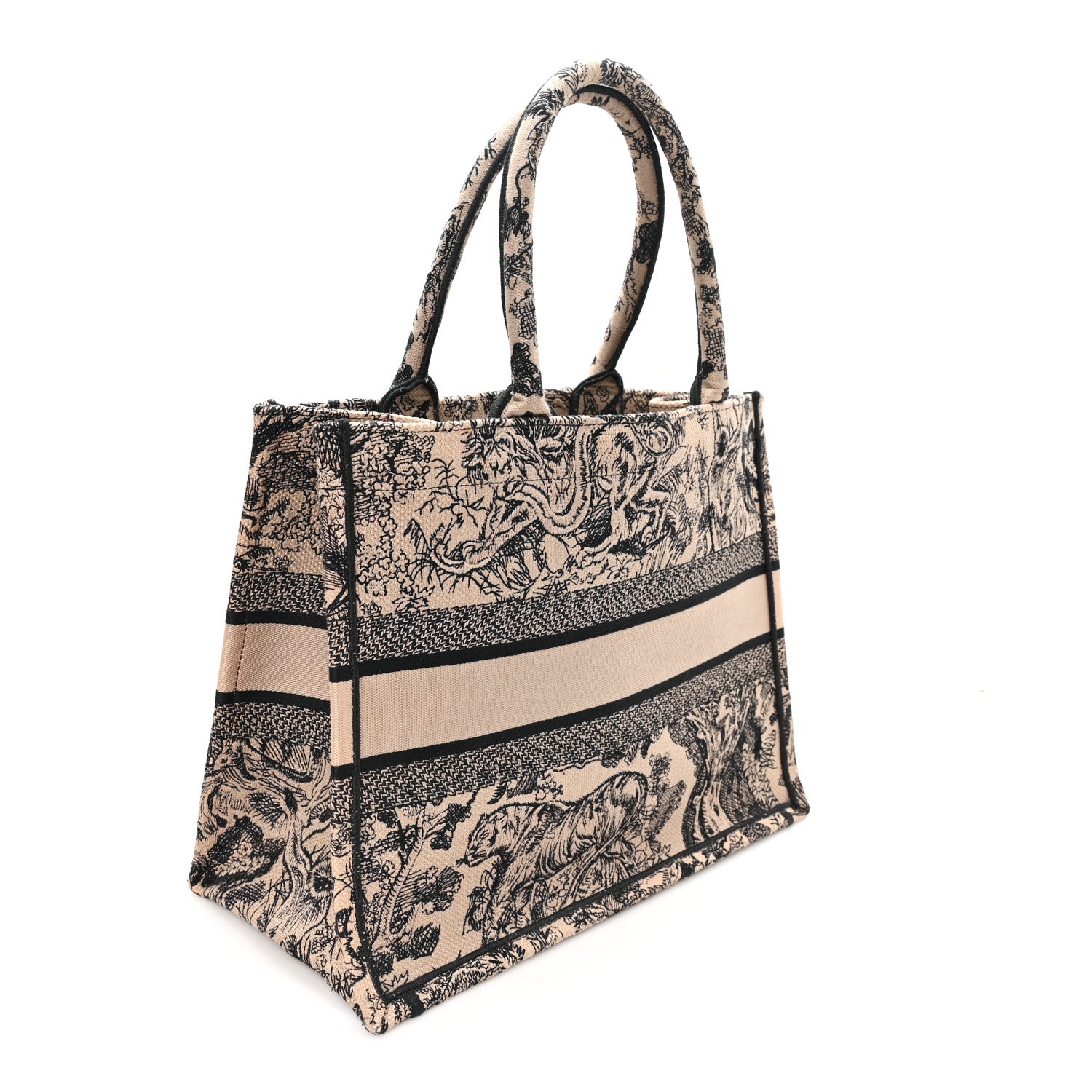 Christian Dior Canvas Embroidered Medium Dioriviera Toile De Jouy Book Tote Black 3 of 12