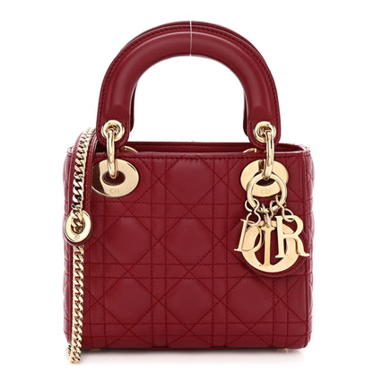 Christian Dior Lambskin Cannage Mini Lady Dior Burgundy 1 of 14