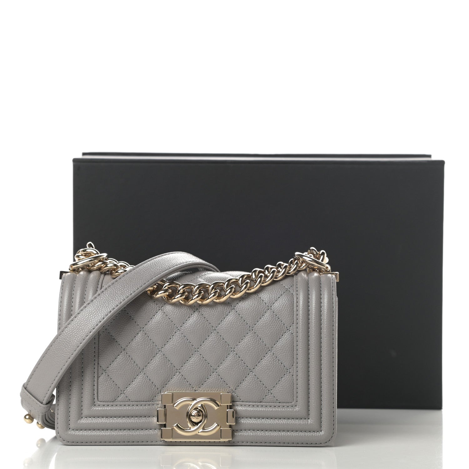 Chanel Caviar Quilted Small Boy Flap Grey 11 of 11