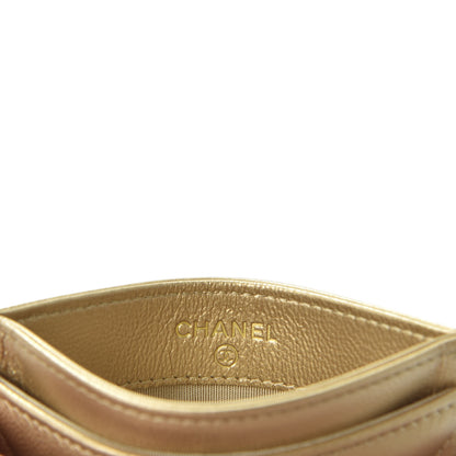 Chanel Metallic Goatskin Quilted Chanel 19 Card Holder Gold 7 of 10