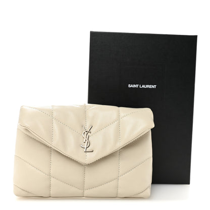 Saint Laurent Lambskin Monogram Loulou Puffer Pouch Clutch Crema Soft 8 of 8