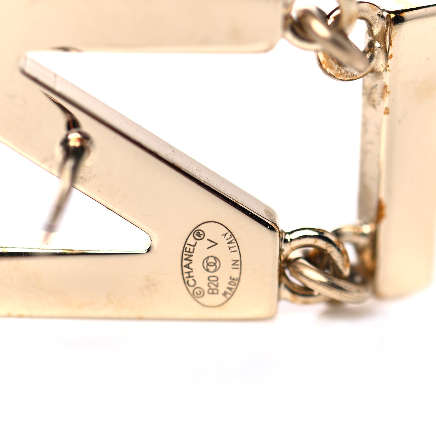 Metal Cha-Nel Logo Drop Earrings Gold