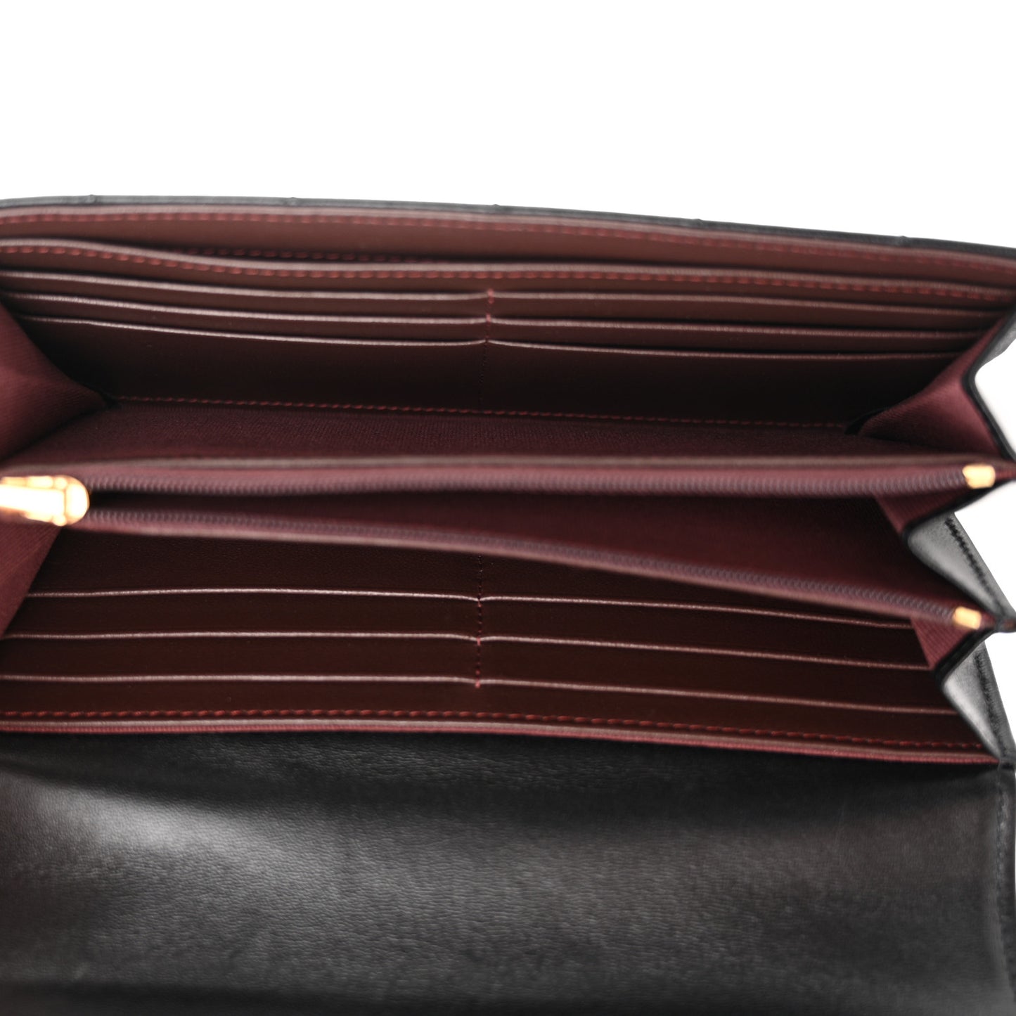 Lambskin Quilted Large Gusset Flap Wallet Black