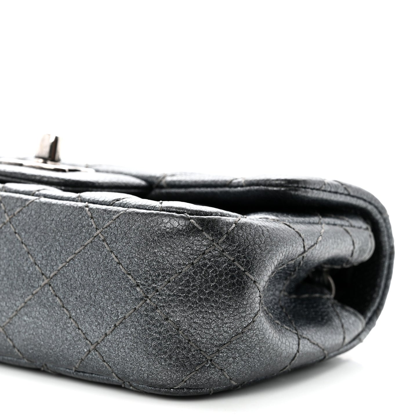 Metallic Caviar Quilted Extra Mini Flap Dark Grey
