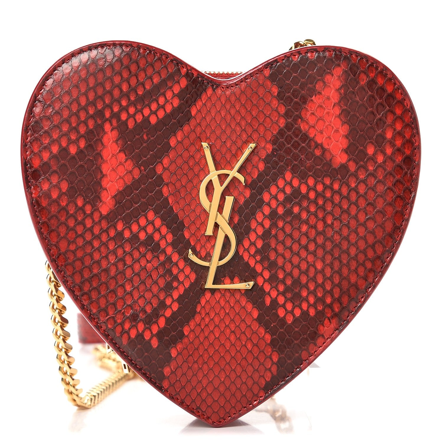 Saint Laurent Python Small Love Heart Chain Bag Red Black 1 of 7
