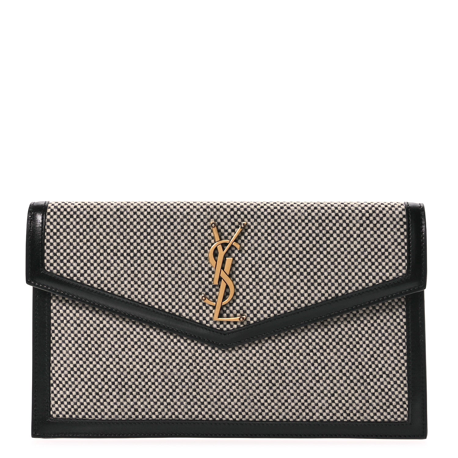 Saint Laurent Canvas Uptown Pouch Black White 1 of 8