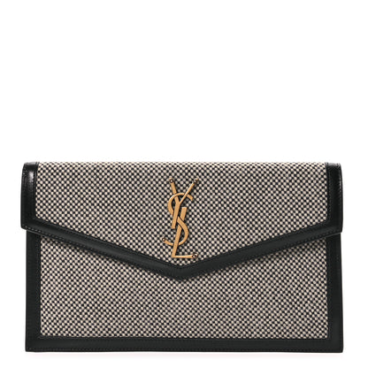 Saint Laurent Canvas Uptown Pouch Black White 1 of 8