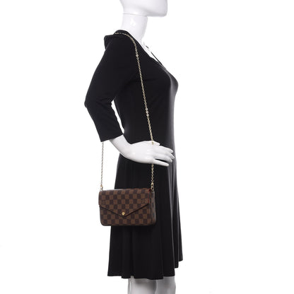 Louis Vuitton Damier Ebene Pochette Felicie Chain Wallet 2 of 10