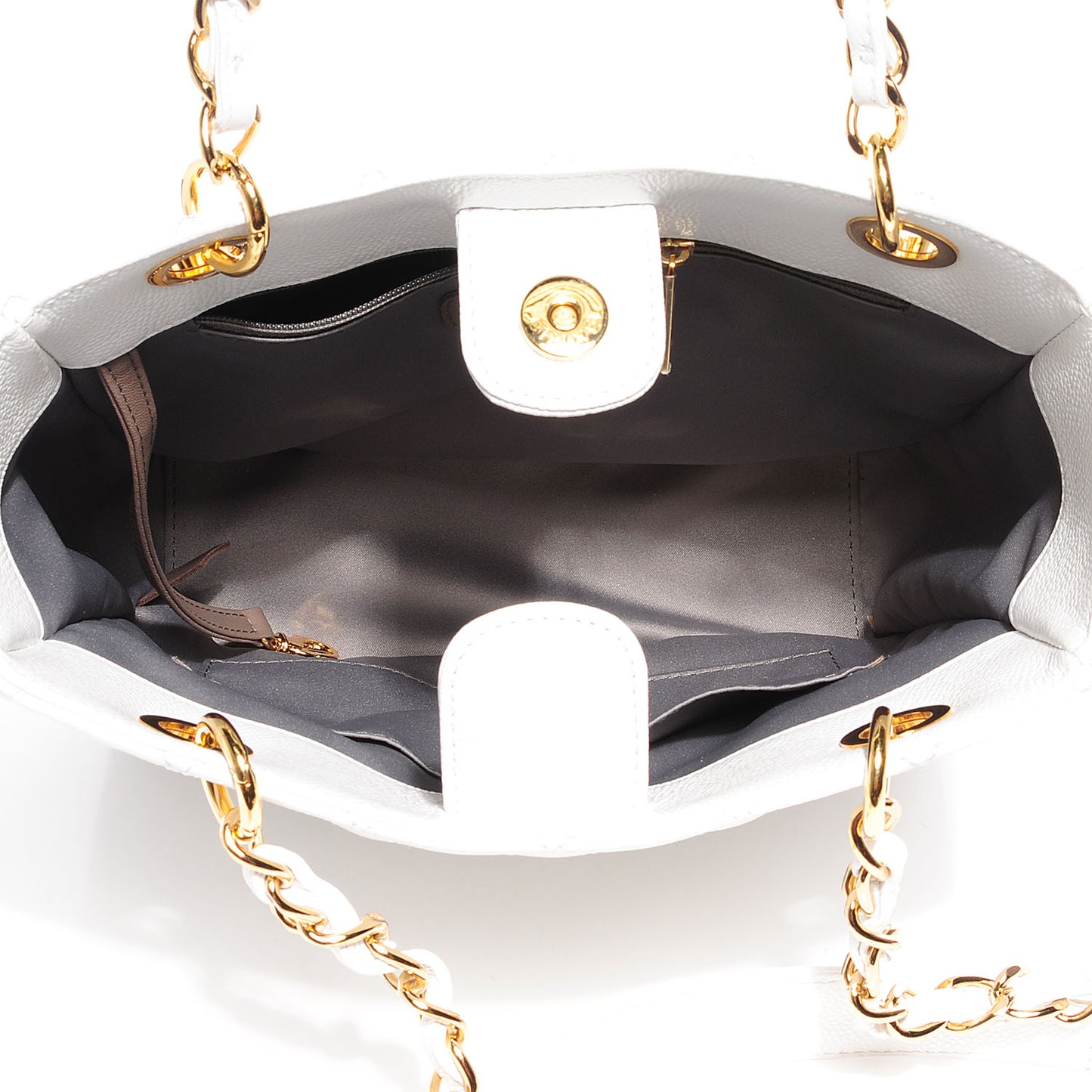 Caviar Petit Shopping Tote PST White