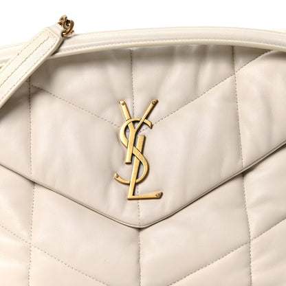 Saint Laurent Lambskin Quilted Medium Loulou Puffer Monogram Chain Satchel Crema Soft 8 of 10