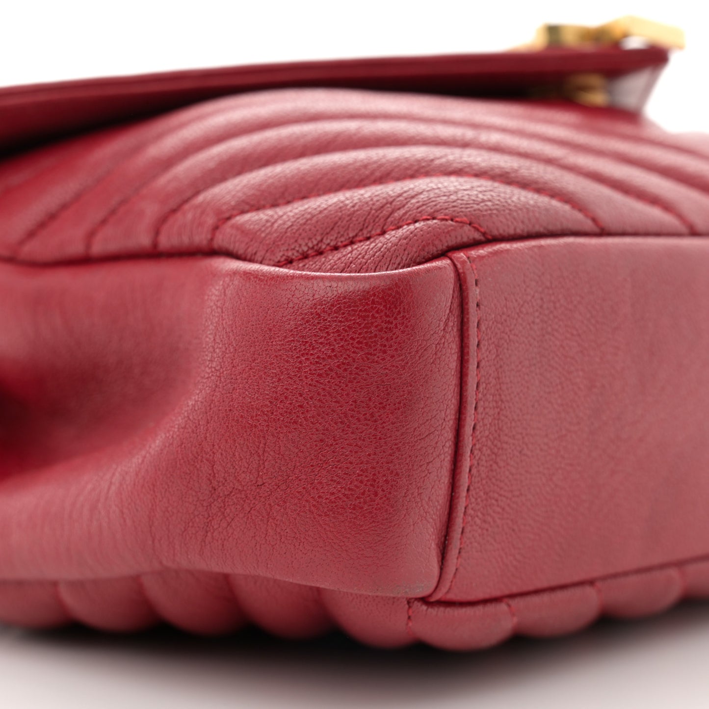 Sheepskin Matelasse Chevron Monogram Medium College Bag Rouge