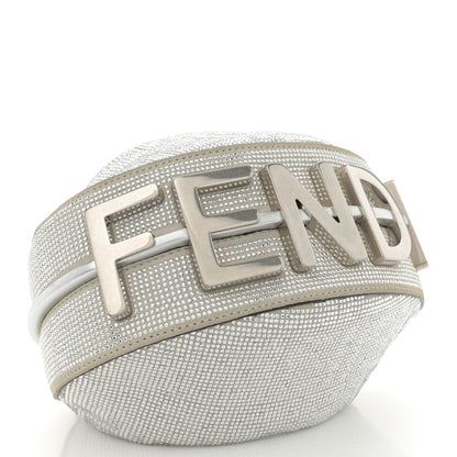 Fendi Crystal Vitello Laminato Suede FF Mini Fendigraphy Hobo Bag Grey 4 of 10