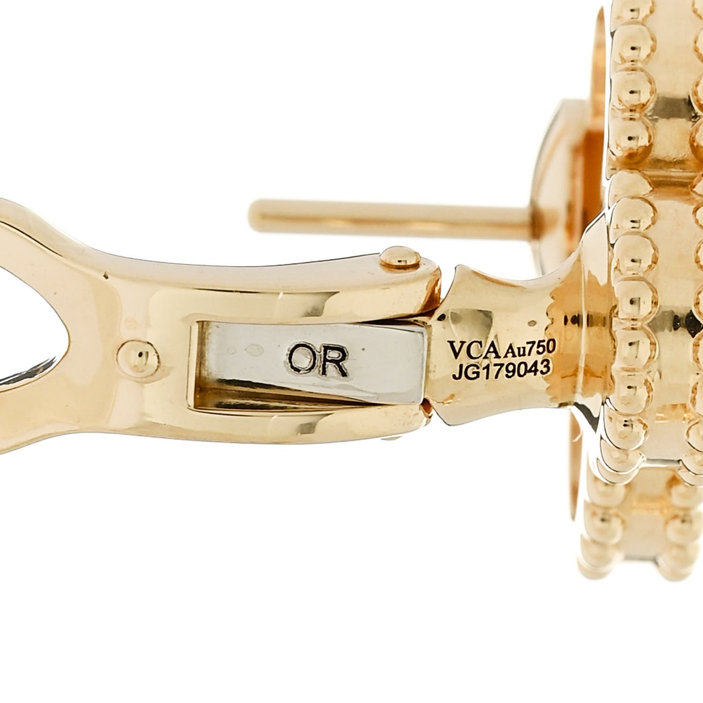 18K Yellow Gold Mother of Pearl Vintage Alhambra Earrings
